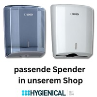 Zwei Wandspender für Papierhandtücher, Text passende Spender in unserem Shop
