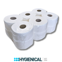 Jumbo-Rollen Toilettenpapier in Folienpackung, Schrägansicht