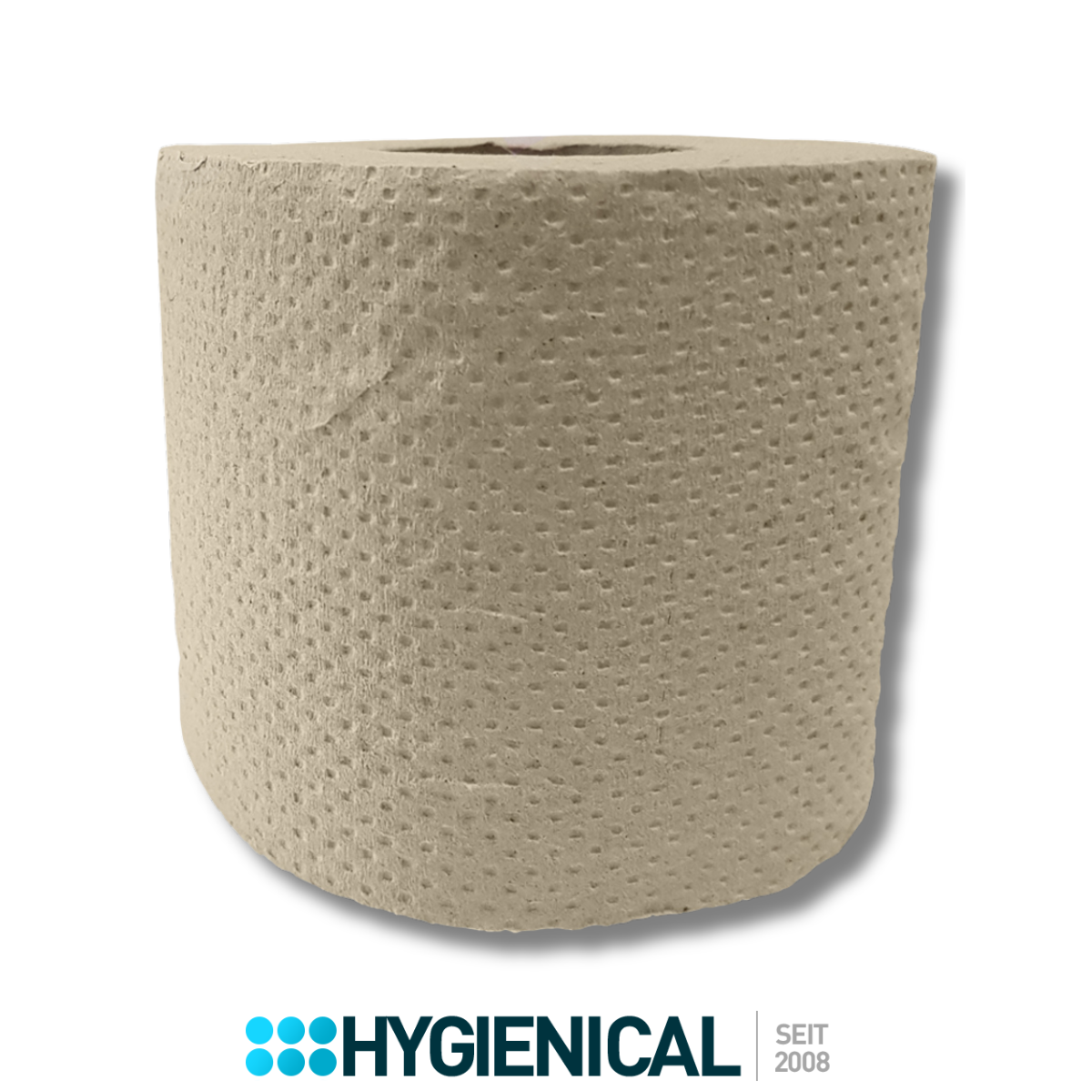 Toilettenpapierrolle von der Seite mit sichtbarer Prägung Toilettenpapierrolle von der Seite mit sichtbarer Prägung