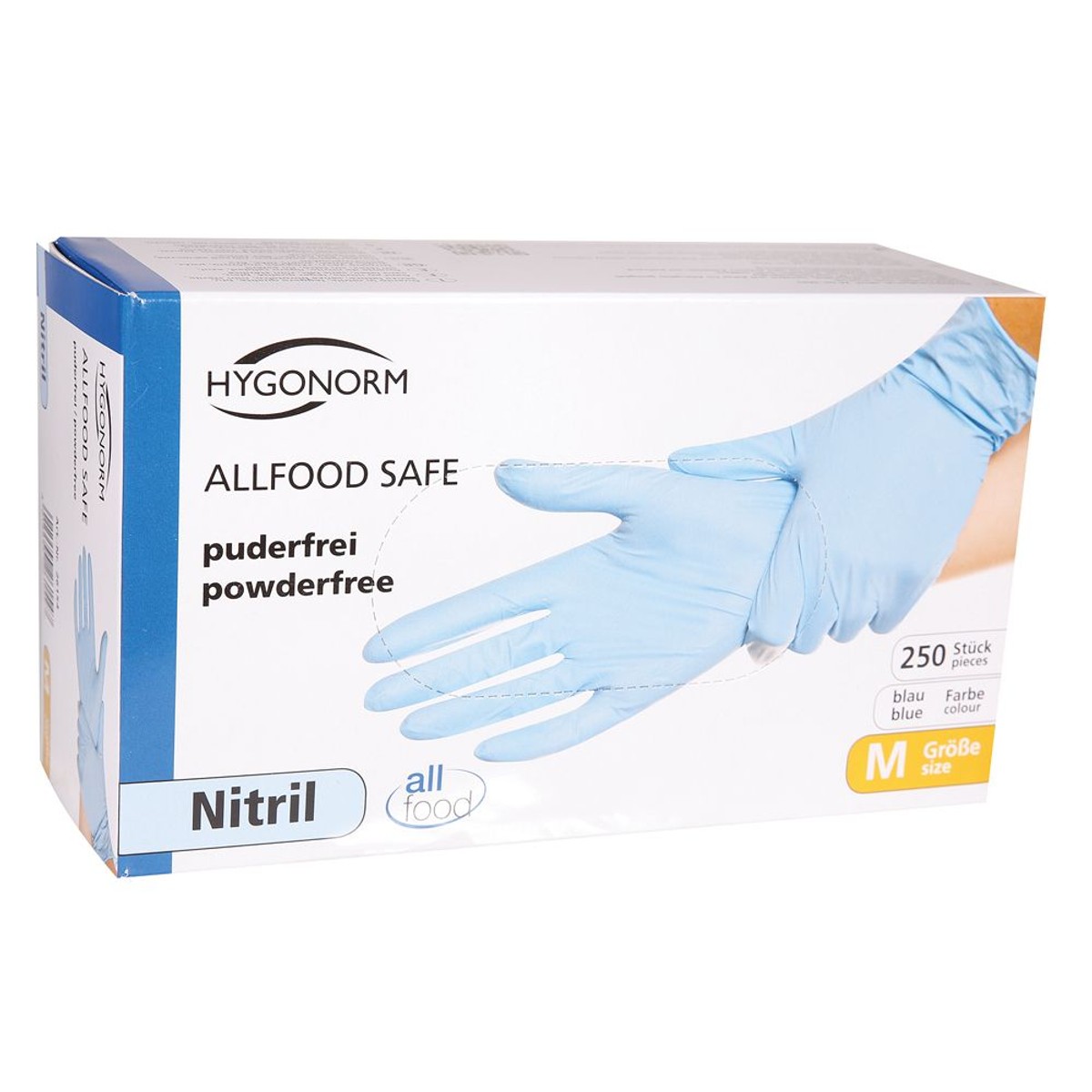 Karton Nitril-Handschuhe hellblau, puderfrei, 250 Stück, Größe M Karton Nitril-Handschuhe hellblau, puderfrei, 250 Stück, Größe M