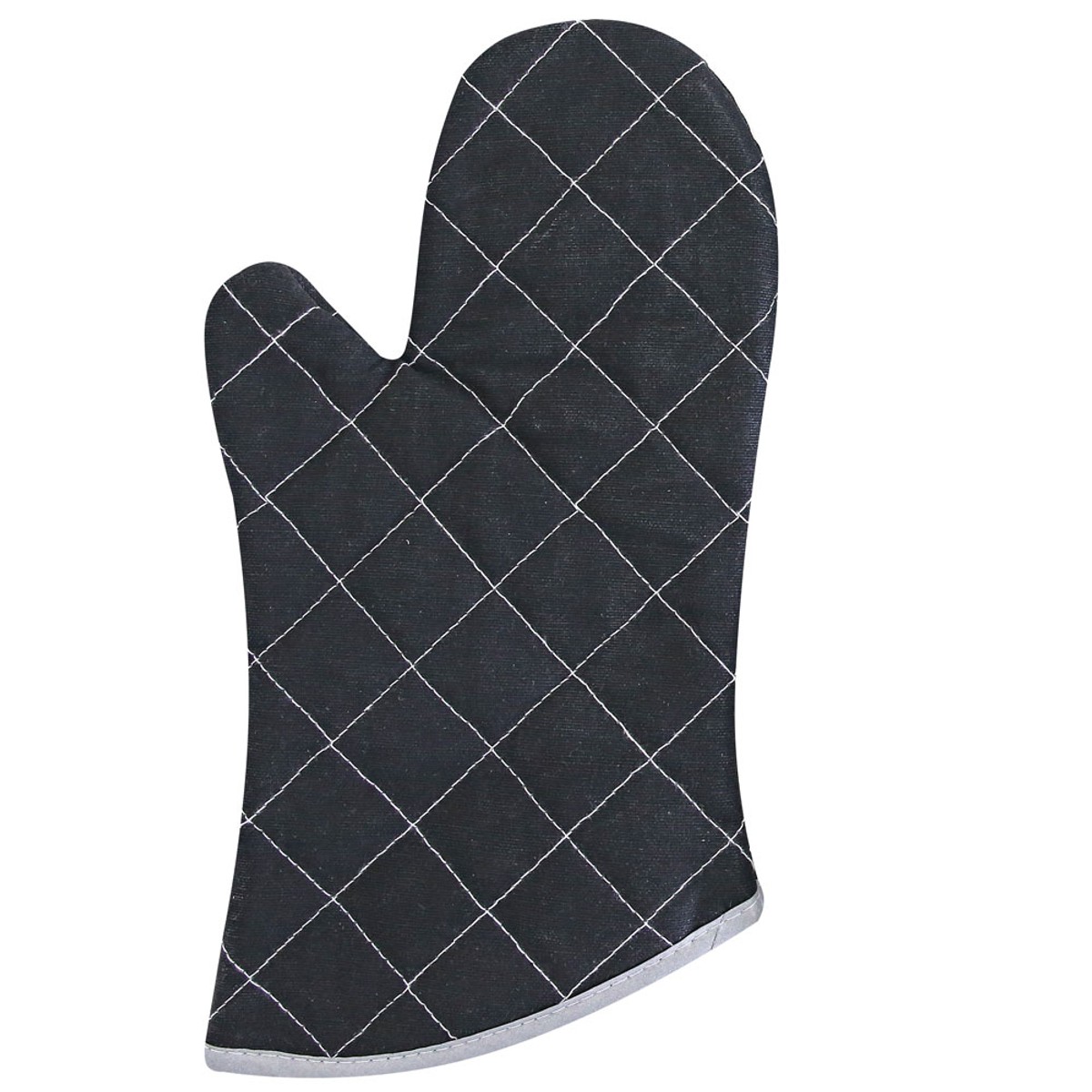 Einzelner schwarzer Backhandschuh mit Steppmuster und abgesetztem Daumen, freigestellt Einzelner schwarzer Backhandschuh mit Steppmuster und abgesetztem Daumen, freigestellt