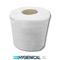 Einzelne Rolle Toilettenpapier mit Prägemuster, Ansicht von vorne