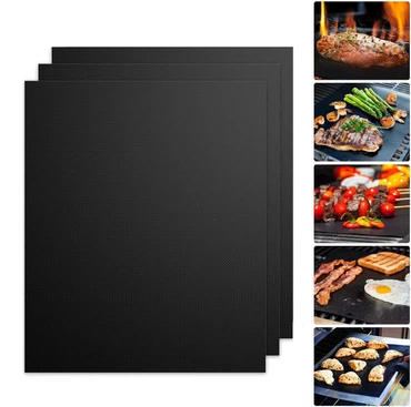 BBQ Grillmatte 3er Set Grillunterlage, Perfekte Lösung für Ihr Grillvergnügen