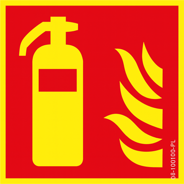Brandschutzschild „Feuerlöscher“, ISO 7010 Brandschutzschild „Feuerlöscher“, ISO 7010 - 20x20cm, PVC Schild, 1 mm stark, lang nachleuchtend nach DIN 67510