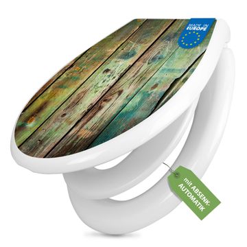 Toilettendeckel weiß mit Absenkautomatik Motiv Grünes Holz