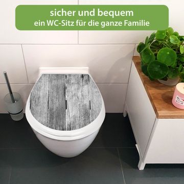 Toilettendeckel weiß mit Absenkautomatik Motiv Holz Monochrom