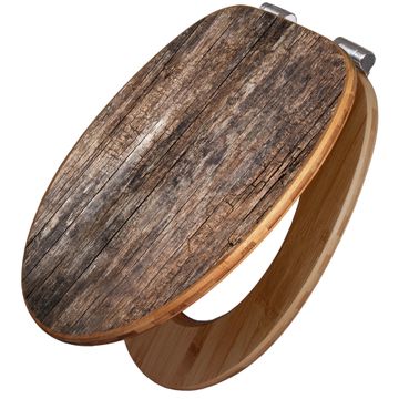 Design WC-Sitz Bambus Absenkautomatik Motiv Altes Holz