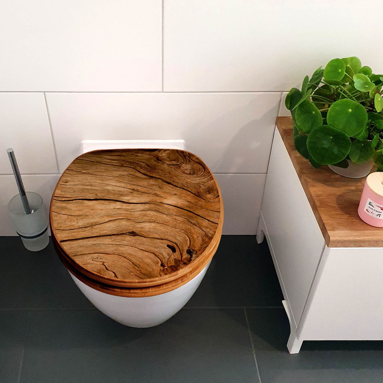 Design WC-Sitz Bambus Absenkautomatik Motiv Trockenes Holz