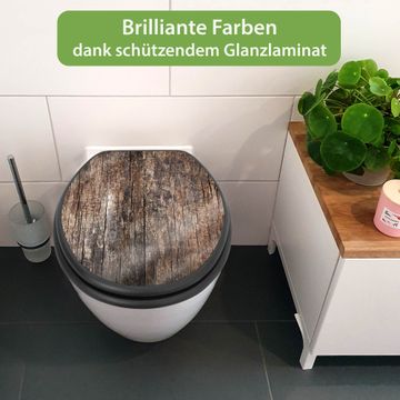 WC Sitz Anthrazit mit Absenkautomatik Motiv Altes Holz