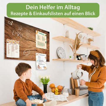 Banjado Magnettafel 37x78cm Magnetwand Weiß Aus Metall Magnetpinnwand Pinnwand Inkl 4 Magnete Motiv Blaues Holz