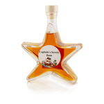 Captain's Secret Rum Sternflasche Spirituosenflasche 200 ml – Seitenansicht links Sternflasche Spirituosenflasche mit würzigem, vollmundigem Captain's Secret Rum, Seitenansicht links, klares Sternglas mit Facettenschliff