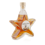 Captain's Secret Rum Sternflasche Spirituosenflasche 200 ml – Seitenansicht rechts Sternflasche Spirituosenflasche mit würzigem, vollmundigem Captain's Secret Rum, Seitenansicht rechts, auffällige Sternform aus stabilem Klarglas