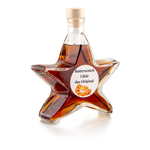 Butterscotch Likör Sternflasche Likörflasche 200 ml – Seitenansicht rechts Sternflasche Likörflasche mit cremigem Butterscotch Likör mit Karamell- und Toffee-Note, Seitenansicht rechts, auffällige Sternform aus stabilem Klarglas