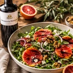 Rucola-Blutorangen-Salat mit Feta, Walnüssen und Main-Feines Balsamessig Blutorange