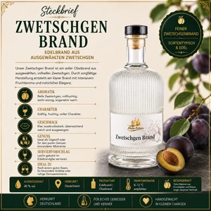 Steckbrief Main-Feines Zwetschgen Brand – klare Spirituose mit ländlicher Zwetschgen Übersicht Vollmundiger Obstbrand von Main-Feines