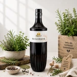 Main-Feines Bio Gewürzessig in dunkler Glasflasche mit Kräutern, Pfeffer und Gewürzen