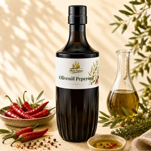 Main-Feines Premium Würzöl Peperoni aus italienischem Olivenöl Main-Feines Premium Würzöl Peperoni mit kaltgepresstem Olivenöl extra vergine aus Italien