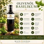 Olivenöl Basilikum extra vergine als aromatische Spezialität für mediterrane Küche
