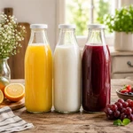 Glasflaschen 1L für Saft Milch Saucen und Tomatenketchup