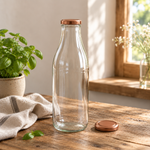 Milchflasche 1 Liter Glasflasche transparent mit Deckel kupfer – leere Weithalsflasche Leere Milchflasche 1 Liter Glasflasche transparent mit Deckel kupfer, Weithalsflasche geeignet für Saft, Milch & Smoothies