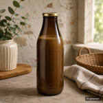Leere Milchflasche aus hochwertigem Braunglas mit 1 Liter Füllmenge und weiter TO-48-Mündung