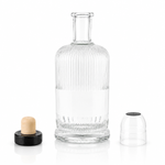 Premium Glasflasche 500 ml mit Korken und Kapsel Klare 500-ml-Designglasflasche mit schwarzem Holzkorken und transparenter Schrumpfkapsel