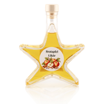 Bratapfel Likör in Sternflasche Geschenkflasche 200 ml – Frontansicht Sternflasche Geschenkflasche 200 ml gefüllt mit fruchtigem Bratapfel-Likör mit feiner Winterwürze (20% Vol.), Frontansicht – ideales Weihnachtsgeschenk und Mitbringsel im Advent
