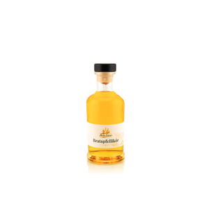 Bratapfel Likör – 200-ml-Flasche – Produktbild | Main-Feines Bratapfel Likör 20 % Vol. in der 200-ml-Flasche von Main-Feines vor neutralem Hintergrund.