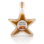 Lebkuchen Sahnelikör in Sternflasche Geschenkflasche 200 ml – Frontansicht Sternflasche Geschenkflasche 200 ml gefüllt mit cremigem Lebkuchen-Sahnelikör (17% Vol.), Frontansicht – ideales Weihnachtsgeschenk und Mitbringsel im Advent