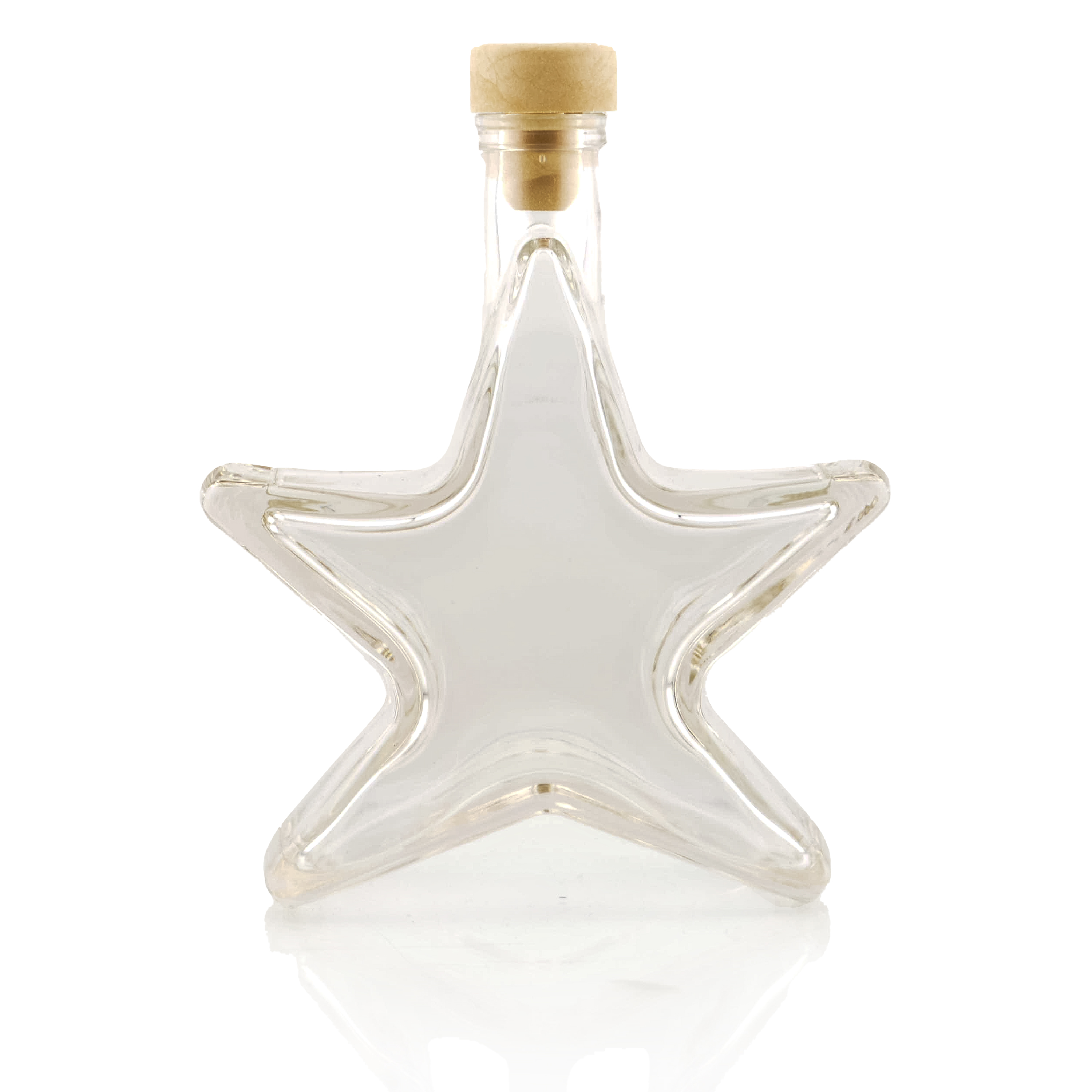 Sternflaschen 200 ml aus Glas – Weihnachtsflaschen zum Befüllen mit Korken & Kapseln