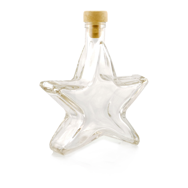 Sternflaschen 200 ml aus Glas – Weihnachtsflaschen zum Befüllen mit Korken & Kapseln