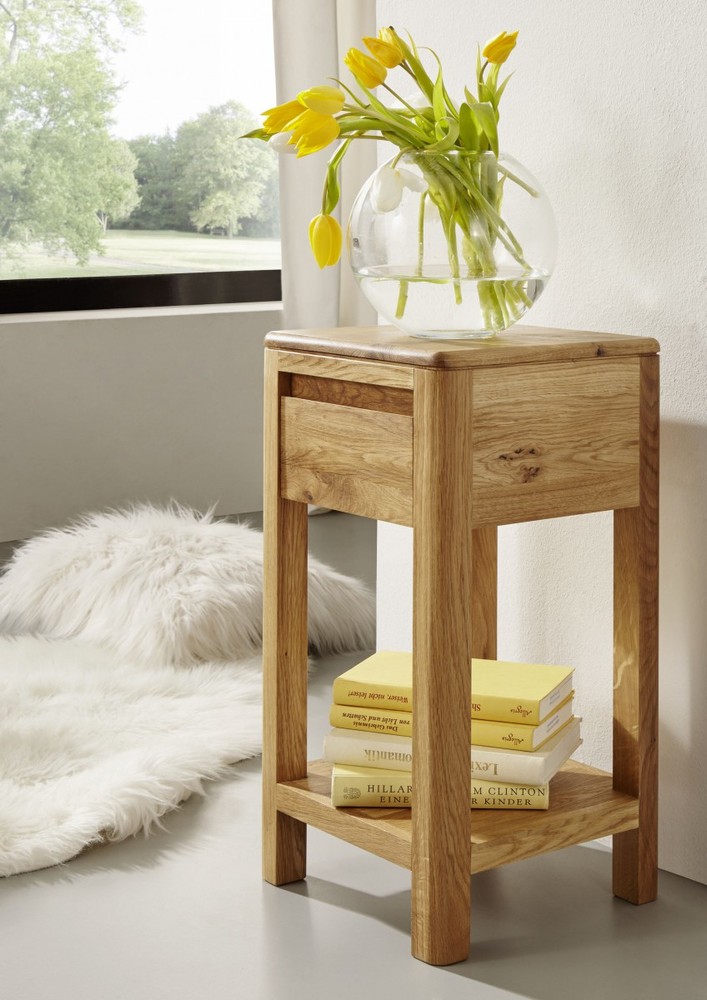 Blumensäule Blumenständer Blumenhocker Pflanzenständer Wildeiche massiv geölt