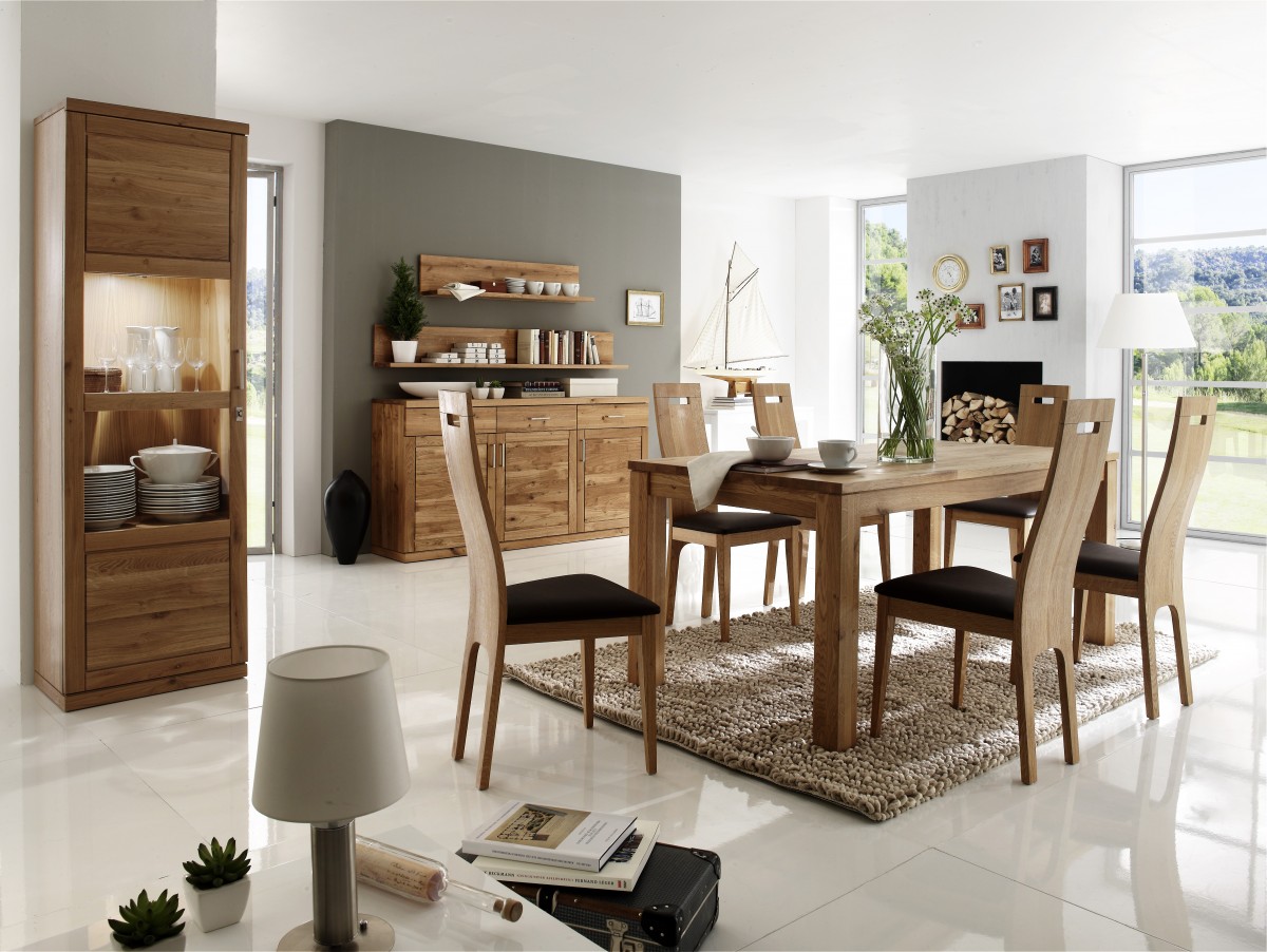 Esszimmer 195 x 60 x 41 cm Wildeiche Natur
