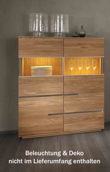 Highboard 120,4 x 149 x 42 cm Asteiche Natur