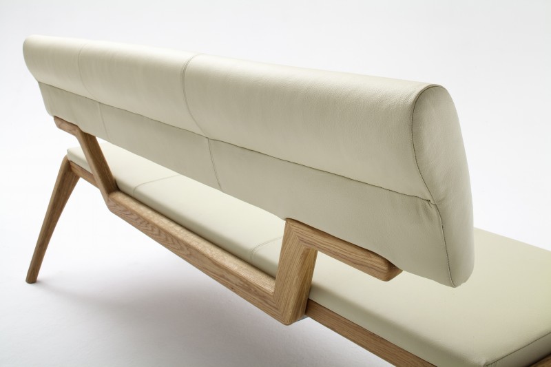 Bank 190 x 86 x 60 cm Asteiche Leder Weiß