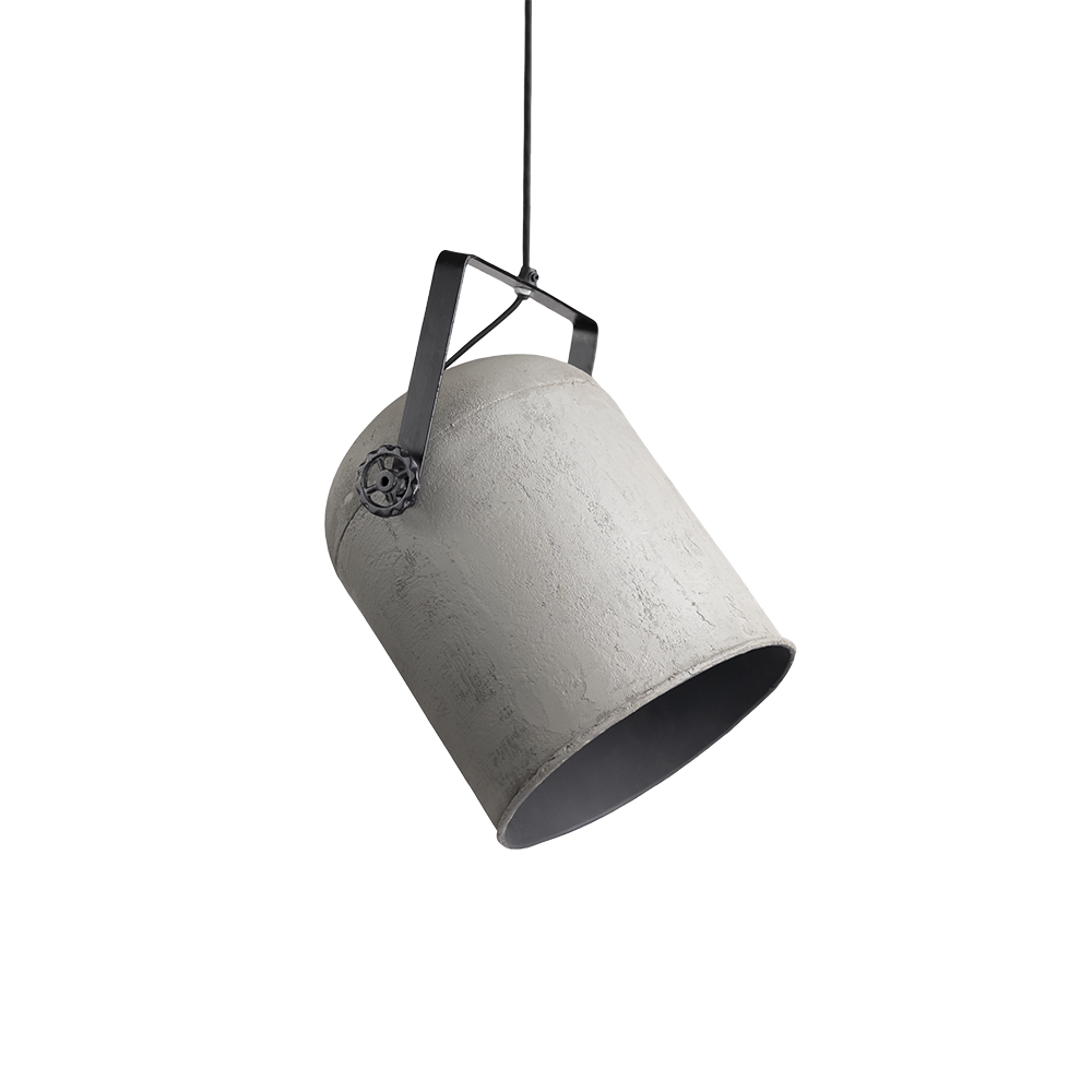 Lampe Dakar groß aus Metall Schwarz und Beton Grau