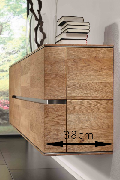 Hängesideboard Sideboard 181x60x38 Griffleiste rechts Rustikale Asteiche