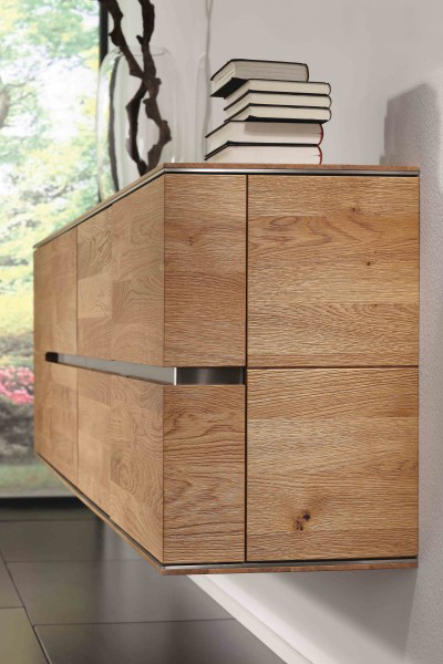 Hängesideboard Sideboard 181x60x42 Griffleiste rechts Rustikale Asteiche
