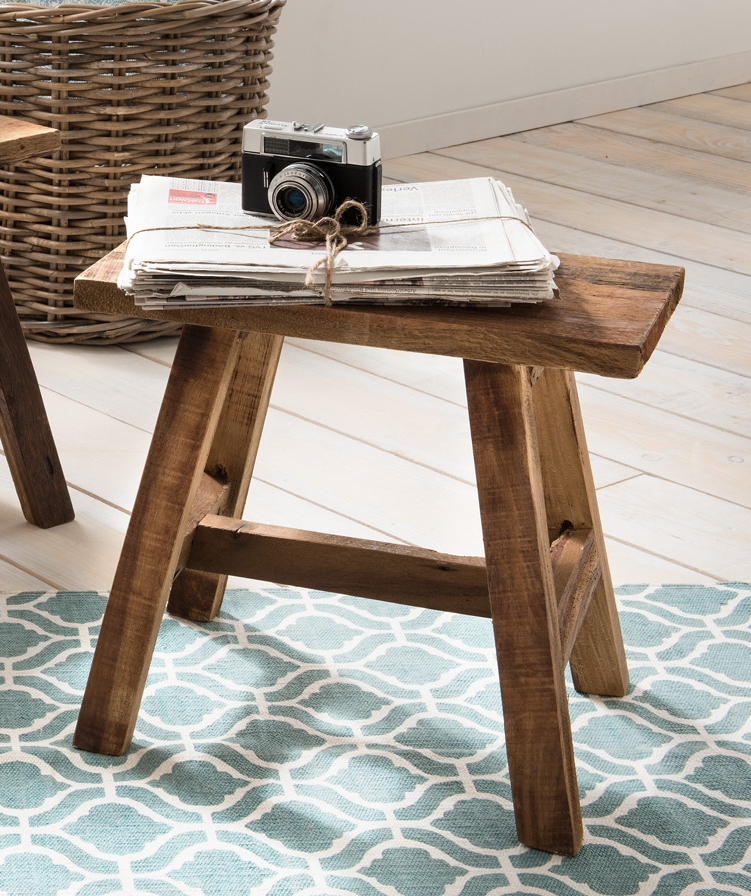 Deko Bank 50x45 Recyceltes Holz Natur