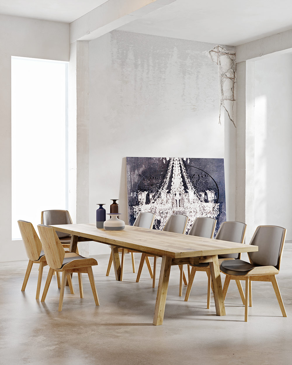 Esstisch Tisch Collier 280x90 cm Eiche Massiv