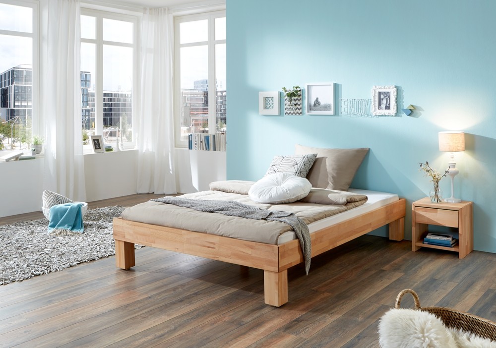 Doppelbett ohne Kopfteil Manuela 180x200 cm Buche massiv Natur