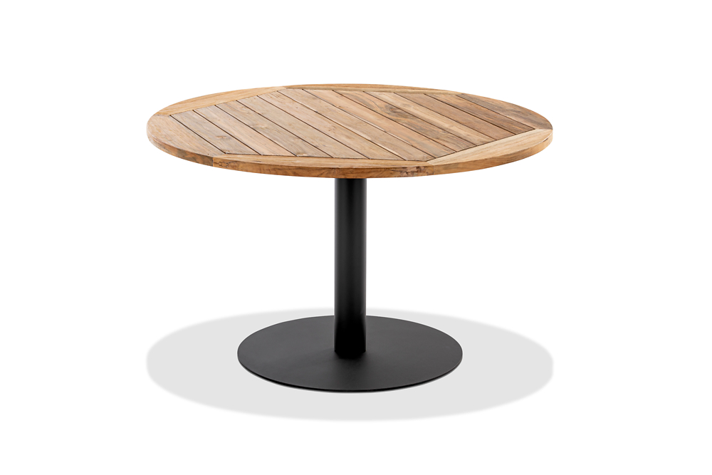 Gartentisch Bistrox 70 rund Tischplatte Teak Recycelt Gestell Stahl in Anthrazit