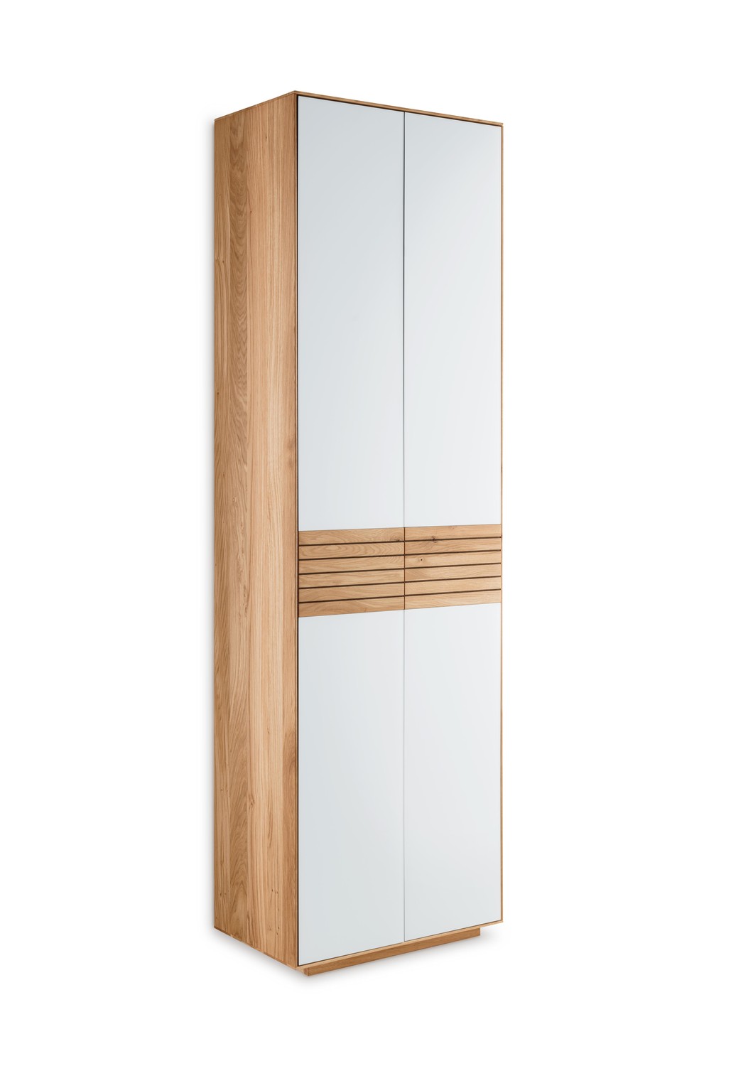 Schuhschrank Rimini Eichenholz Glas Natur Weiß 60 x 37 x 200 cm