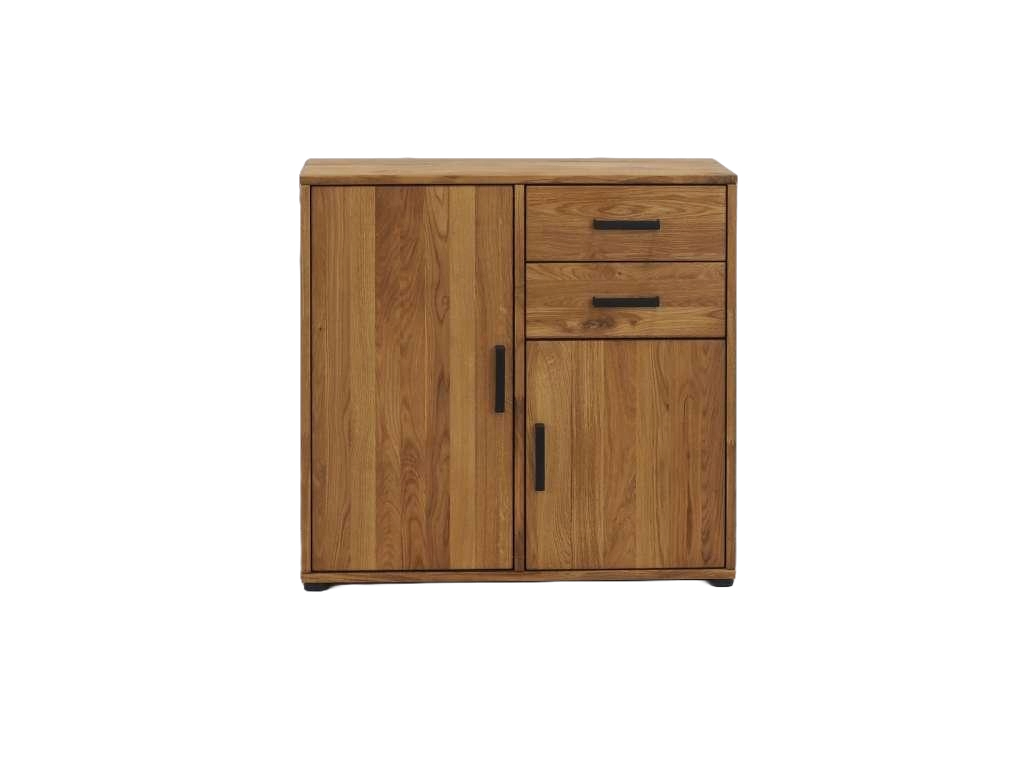 Schrank Massa Eichenholz Natur 90 x 40 x 86 cm 2 Türen 2 Schubladen