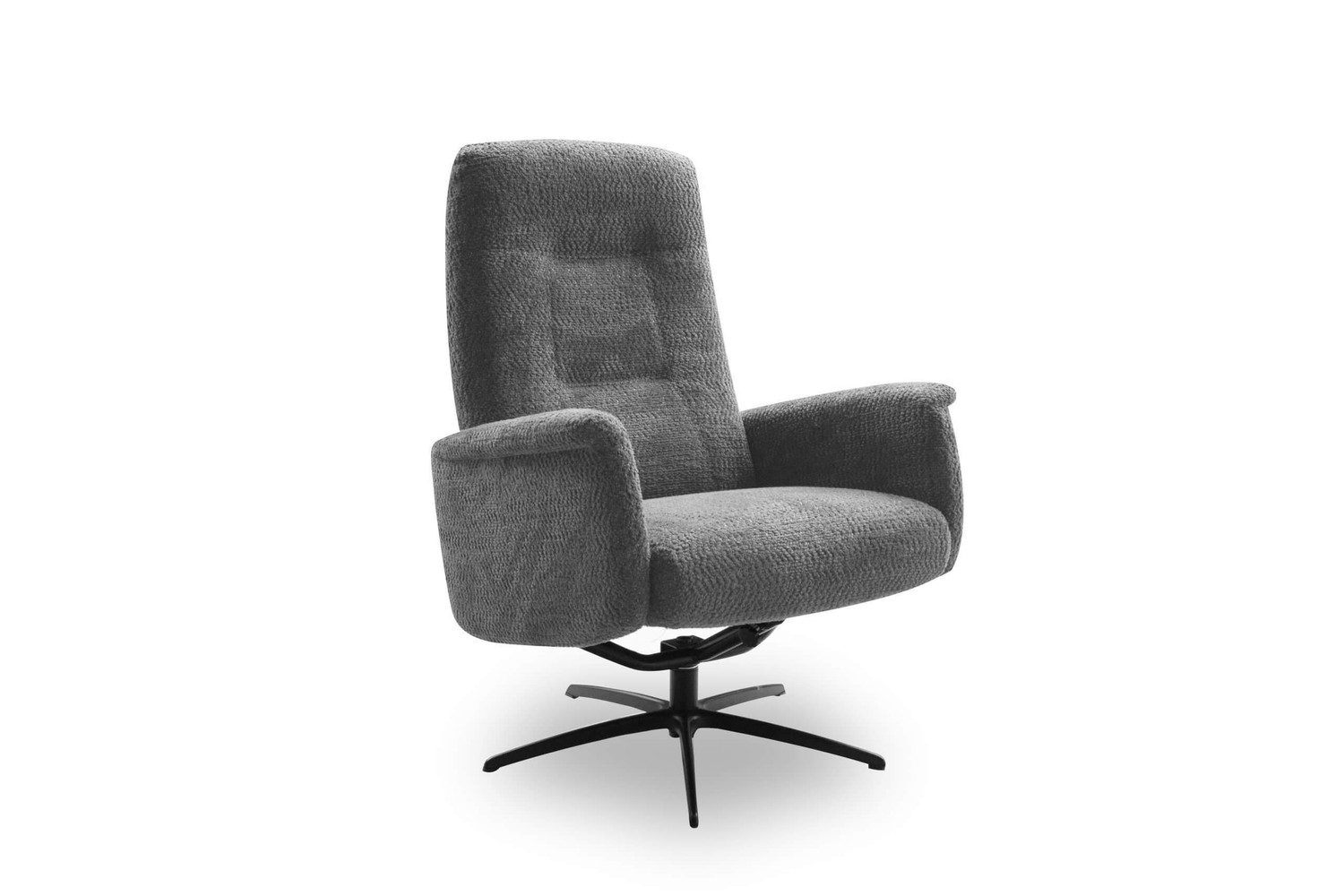 Sessel Wyatt mit Drehfuß aus Stahl Kuschelbezug Grau Drehsessel