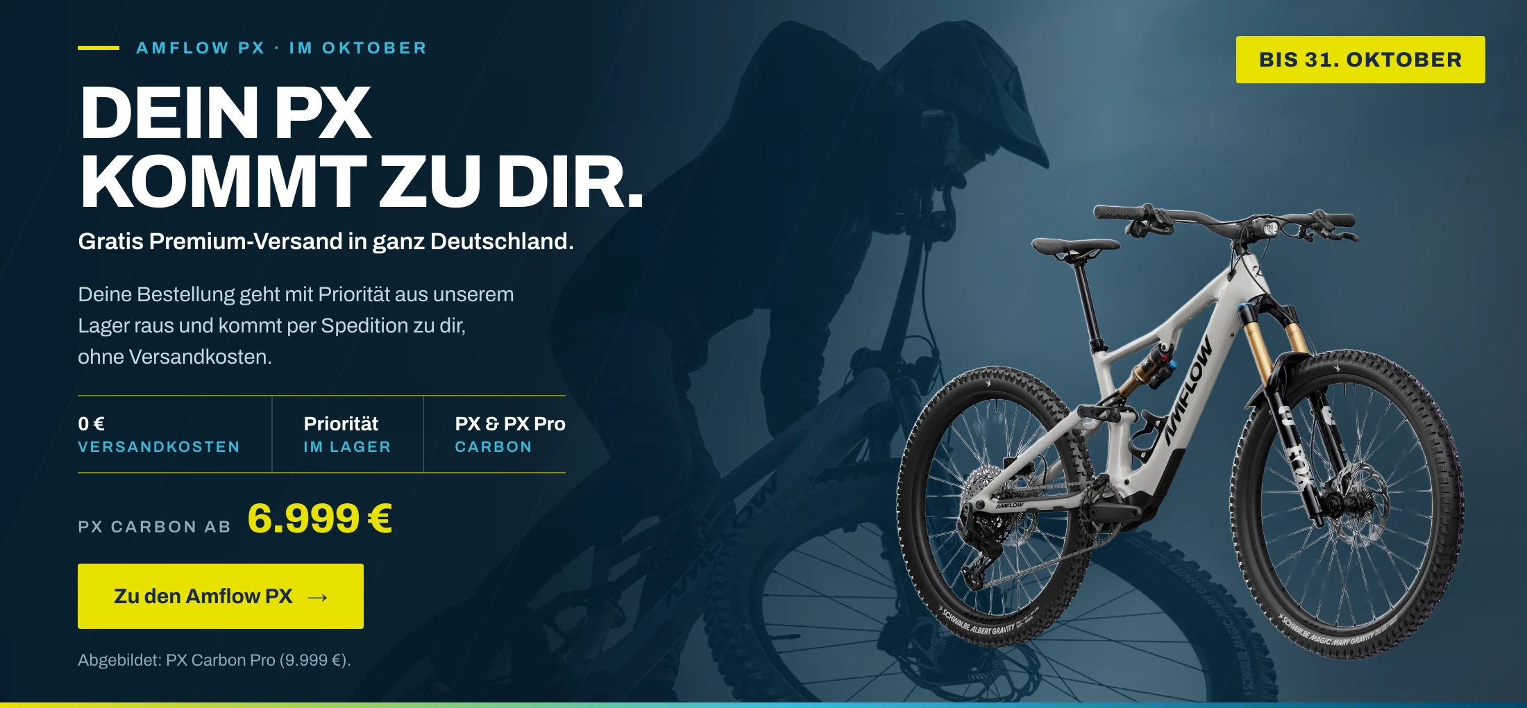 Amflow PX Carbon und PX Carbon Pro mit gratis Premium-Versand per Spedition in Deutschland, bis 31. Oktober