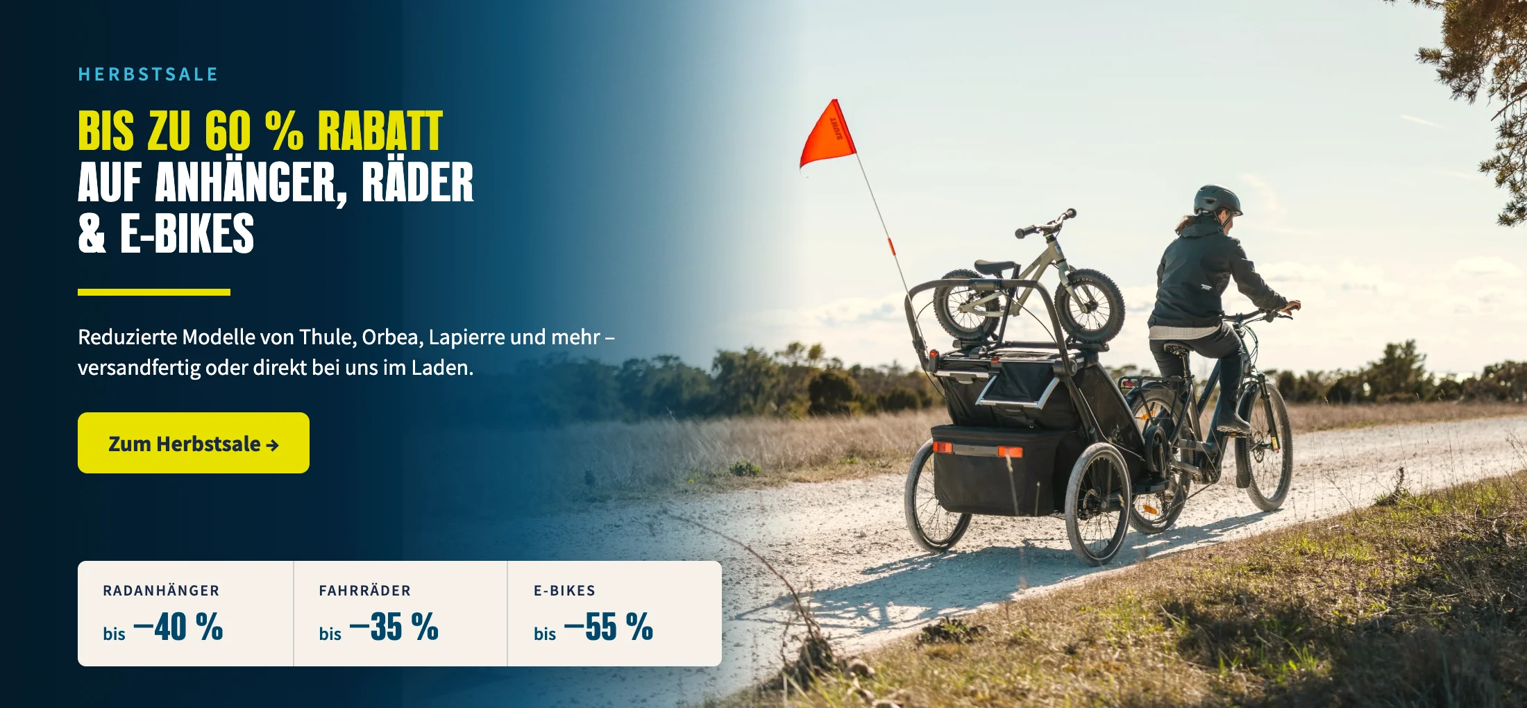 Herbstsale bei BIKEBOX – bis zu 60 Prozent Rabatt auf Radanhänger, Fahrräder und E-Bikes