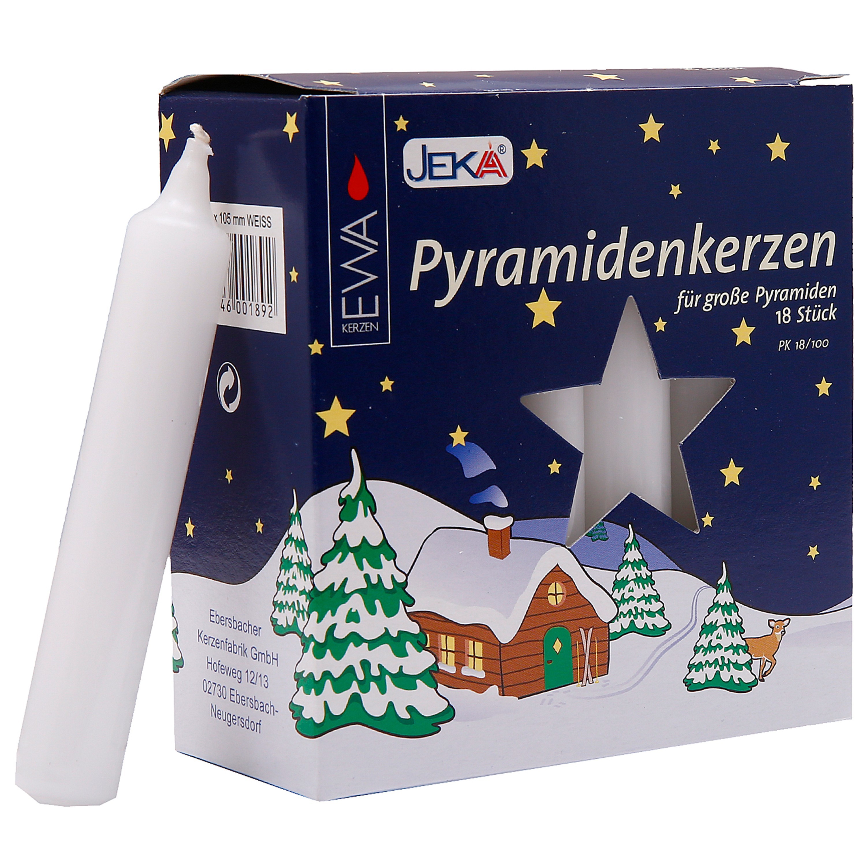 Pyramidenkerzen 18/100 weiss 17x100 mm 18 Stück im Pack für große Pyramiden