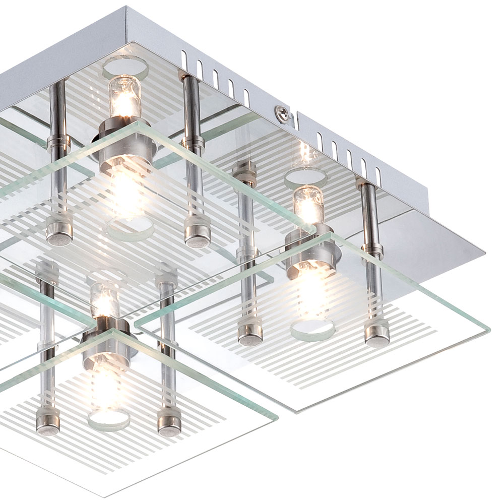 Produktbild von Moderne Deckenleuchte 4-flammig Chrom/weiß – Rund 21 Cm Für Esszimmer & Co.