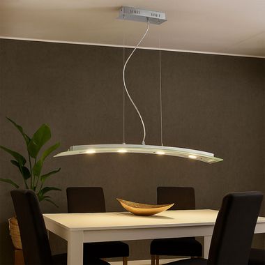 Suspension LED 20W, plateau en verre courbé, satiné
